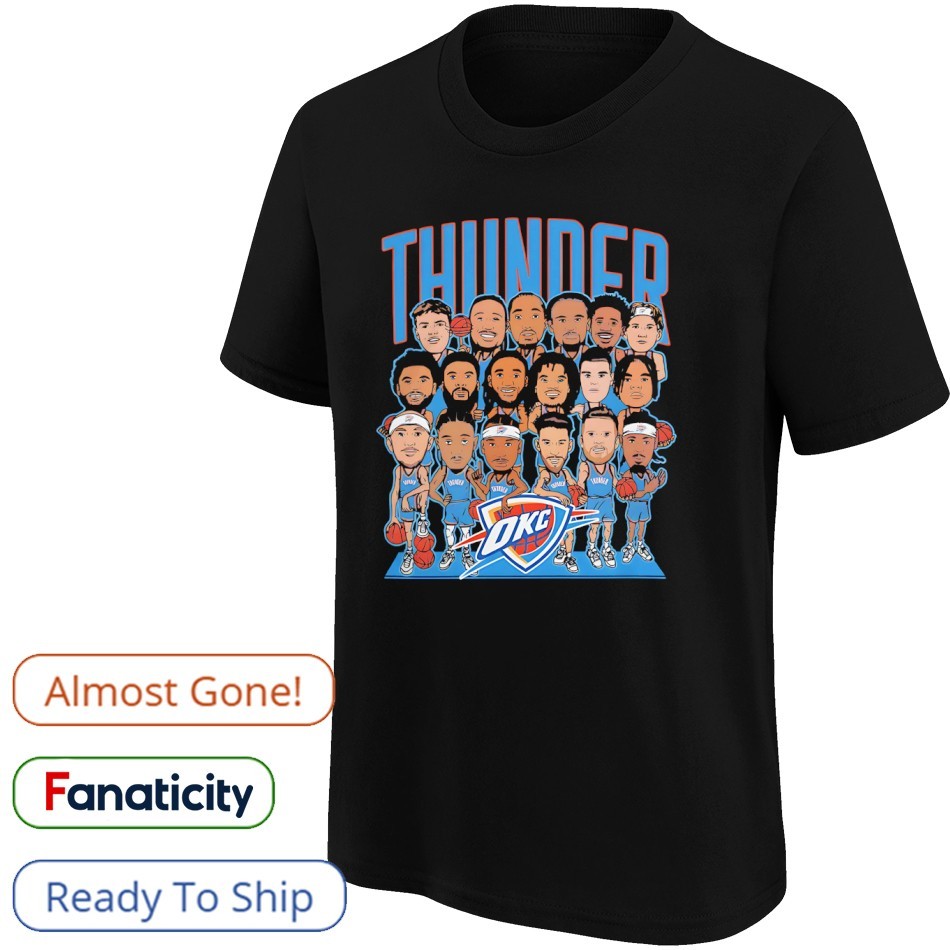 Oklahoma City Thunder 2025 NBA Finals Cartoon roster shirt