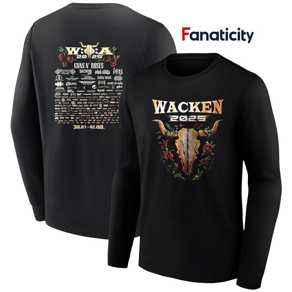 Guns n' Roses Wacken Open Air 2025 roses roster shirt