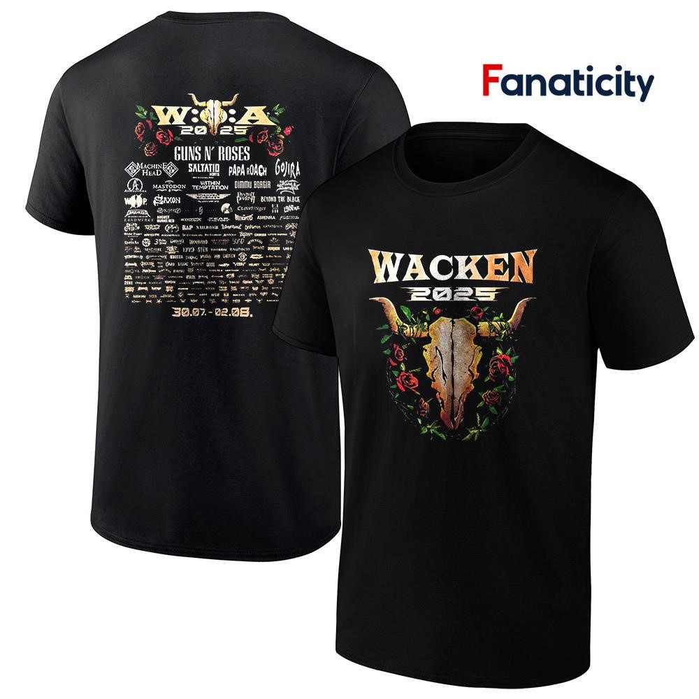 Guns n' Roses Wacken Open Air 2025 roses roster shirt