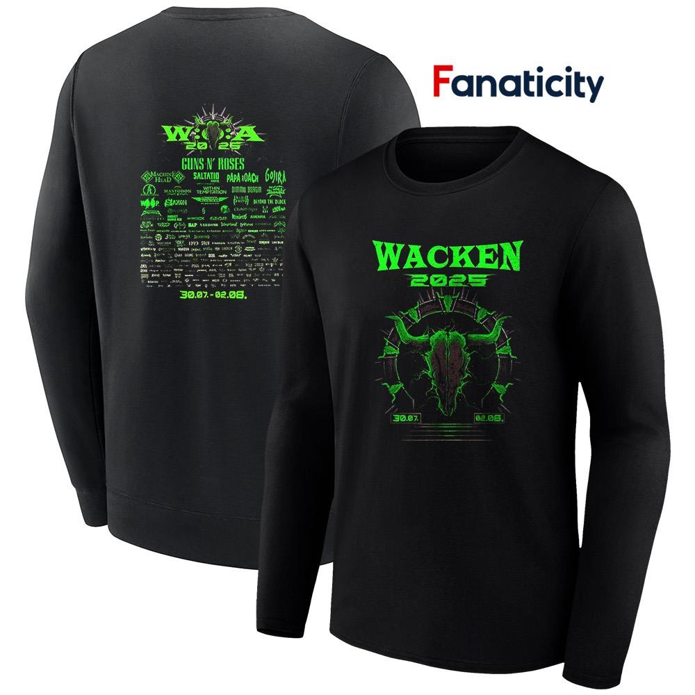 ミュージシャン Guns N' Roses 2025 Grey Skulls T-Shirt Guns n' Roses Wacken Open Air 2025 skull roster shirt