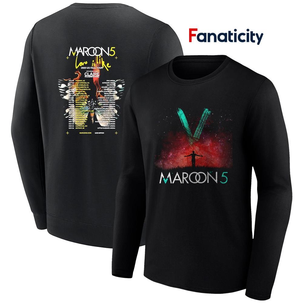 マルーン5 Tシャツ 2025ツアー MAROON5 Maroon 5 Love Is Like tour 2025 roster shirt, hoodie