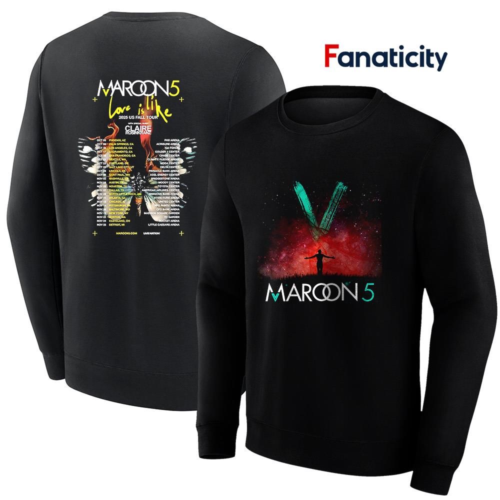 maroon5/ジャパンツアー/2025/ライブグッズ/マルーン5/スウェット M5 2025 HOODIE(TOUR MERCH BLACK) - PRINT ROCK | プリント