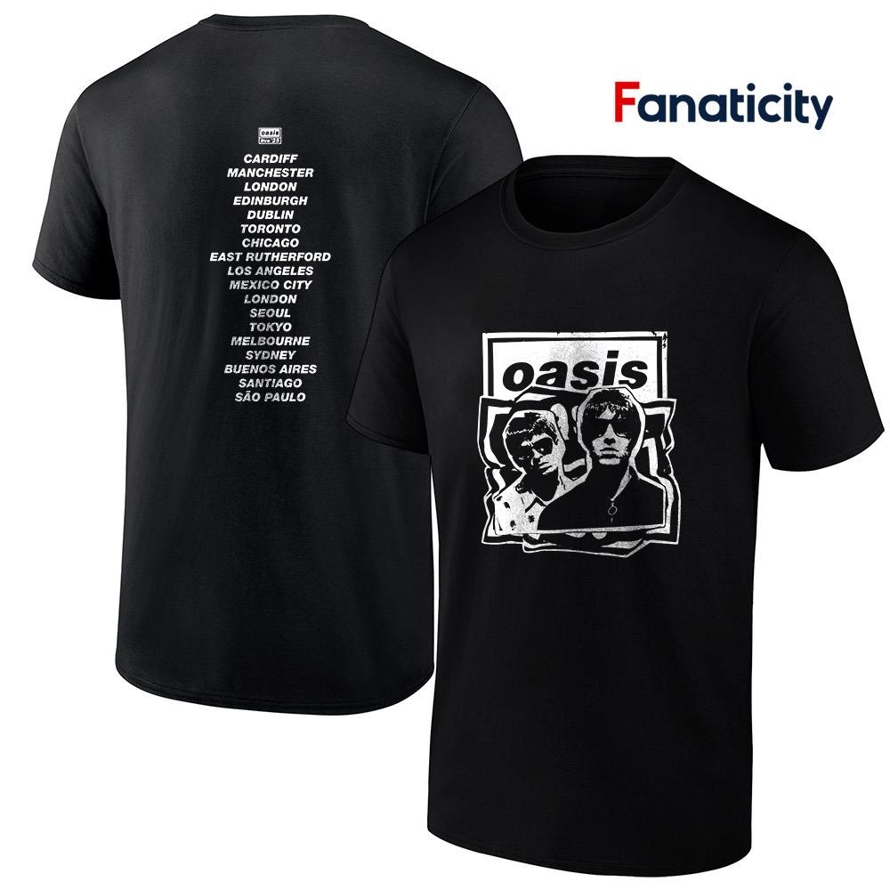 oasis live'25 ツアーTシャツ Oasis Live 25 World Tour Live '25 cut out photo cities tour