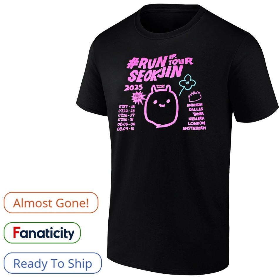 #RUN SEOKJIN EP TOUR 2025 Tシャツ Mサイズ 新品 Runseokjin EP Tour 2025 Run Jin BTS The First Tour Black T