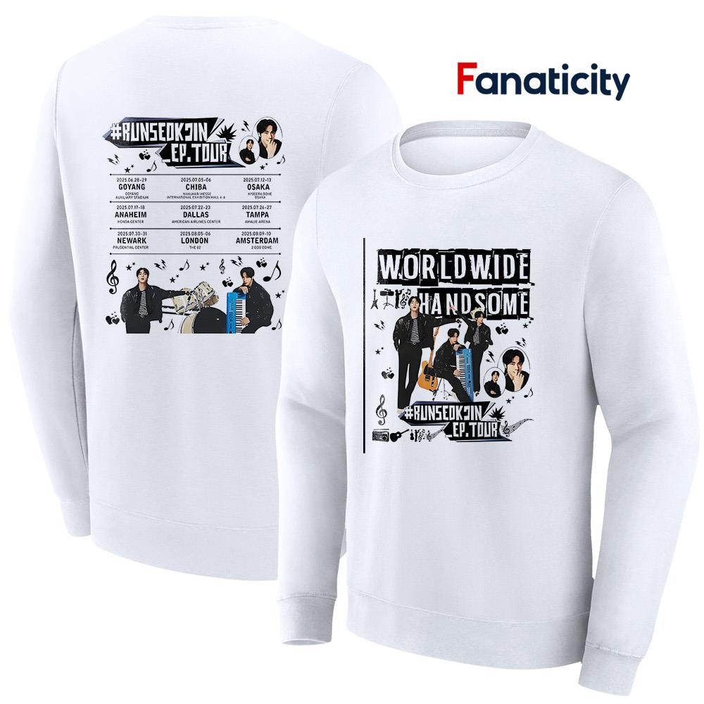 RUNSEOKJIN EP.TOUR Tシャツ JINサイズ ホワイト BTS Jin RUNSEOKJIN EP. TOUR 2025 Shirt – Kpop Exchange