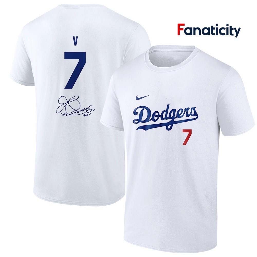 BTS Tae Hyung V x Los Angeles Dodgers signature shirt