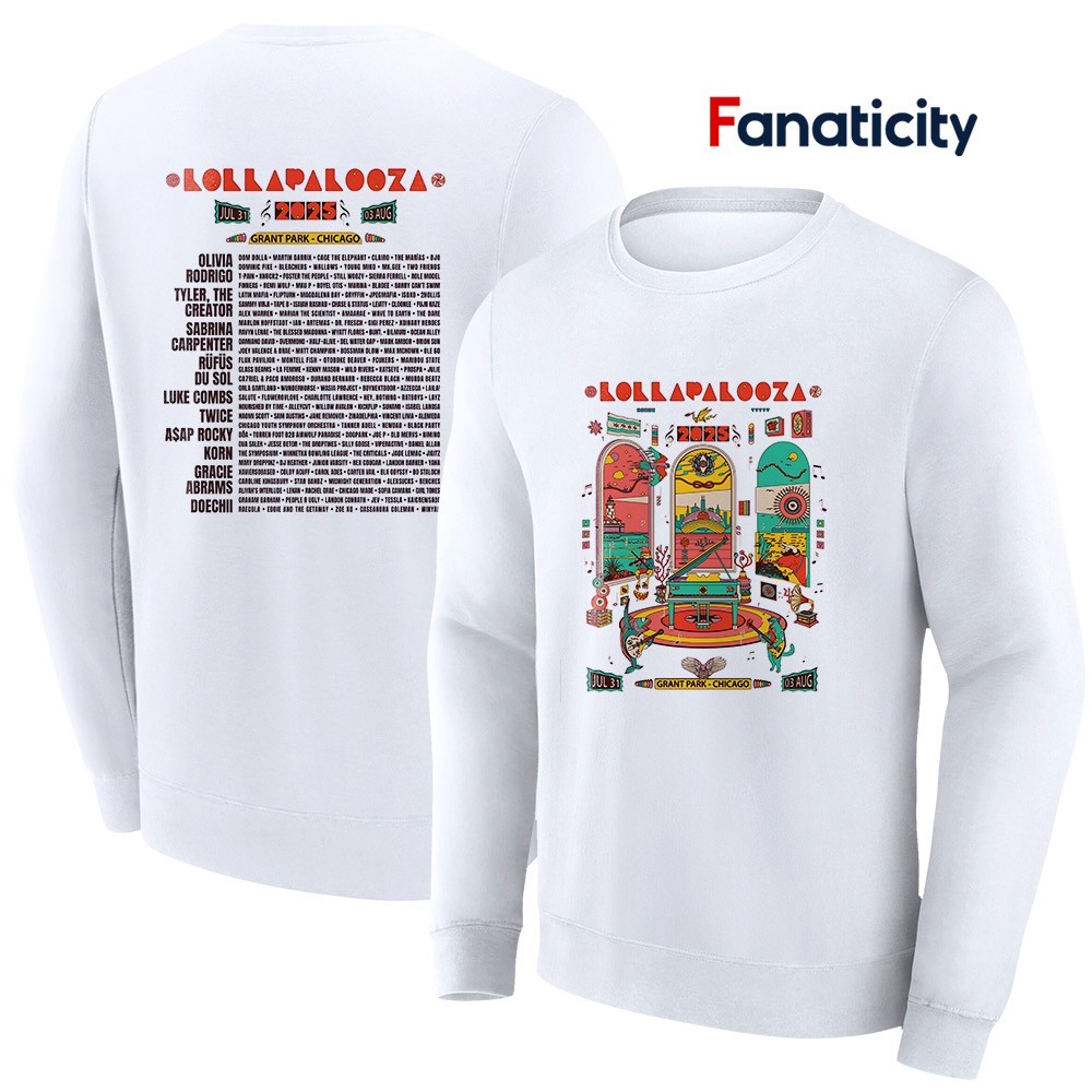 Lollapalooza 2025 Tシャツ Lサイズ Lollapalooza 2025 poster lineup shirt, hoodie, sweater, long