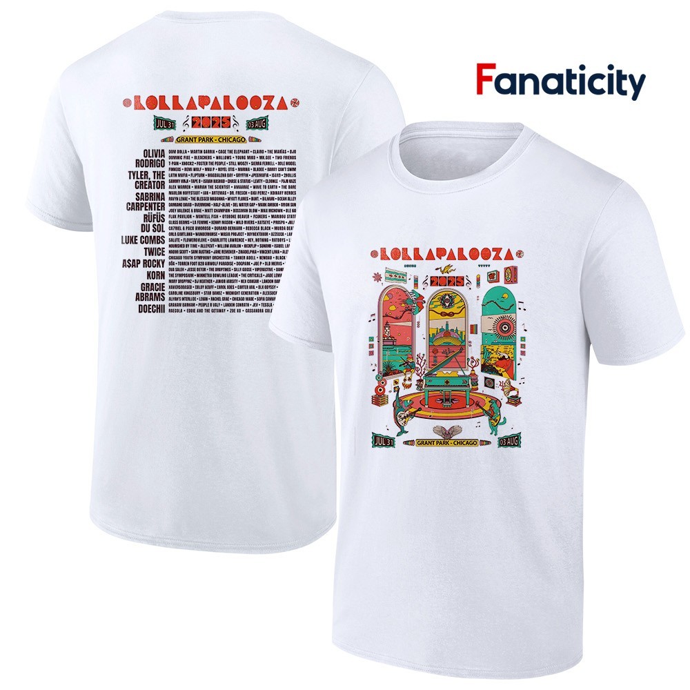 Lollapalooza 2025 Tシャツ　X Lサイズ Lollapalooza 2025 poster lineup shirt, hoodie, sweater, long