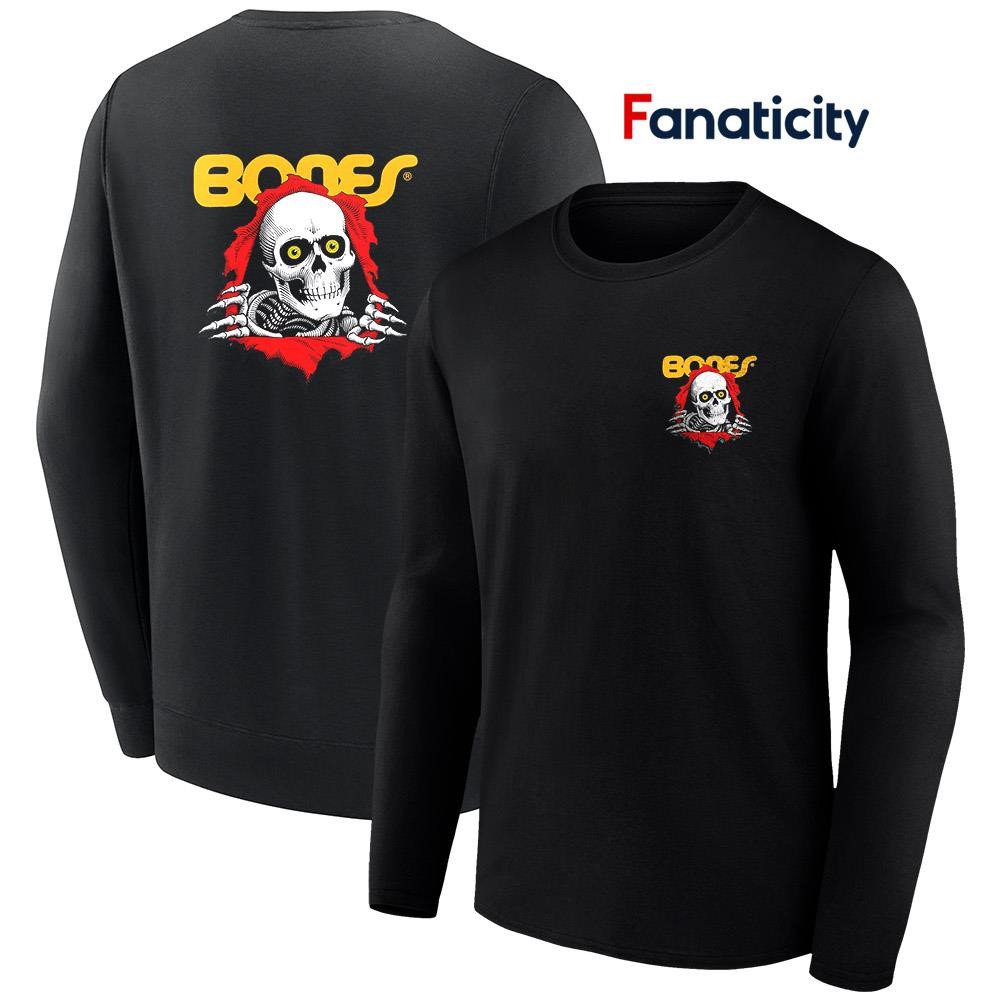 POWELL　BONESＴシャツ Powell Peralta Cross Bones WHilte Long Sleeve Shirt - Powell